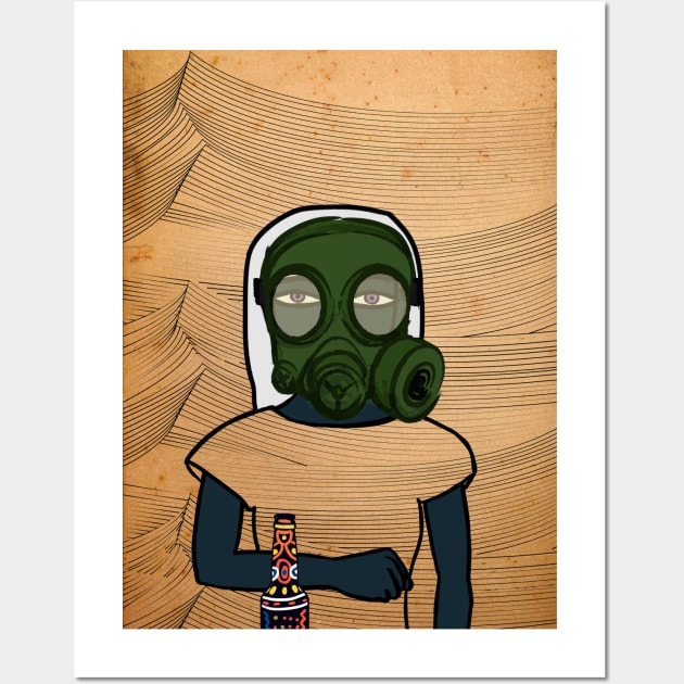 Unleash NFT Character - Molotov Cocktail Waves with FemaleMask on TeePublic Wall Art by Hashed Art